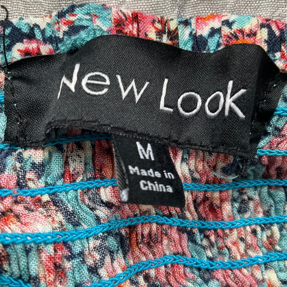 New Look Floral Smocked Back Sundress with Braided Belt M Cottagecore Boho Retro - Picture 12 of 14